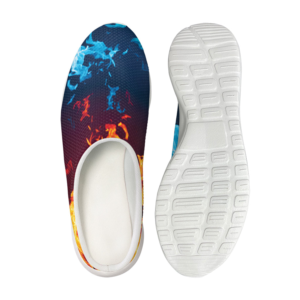 Red And Blue Fire Print Mesh Casual Shoes