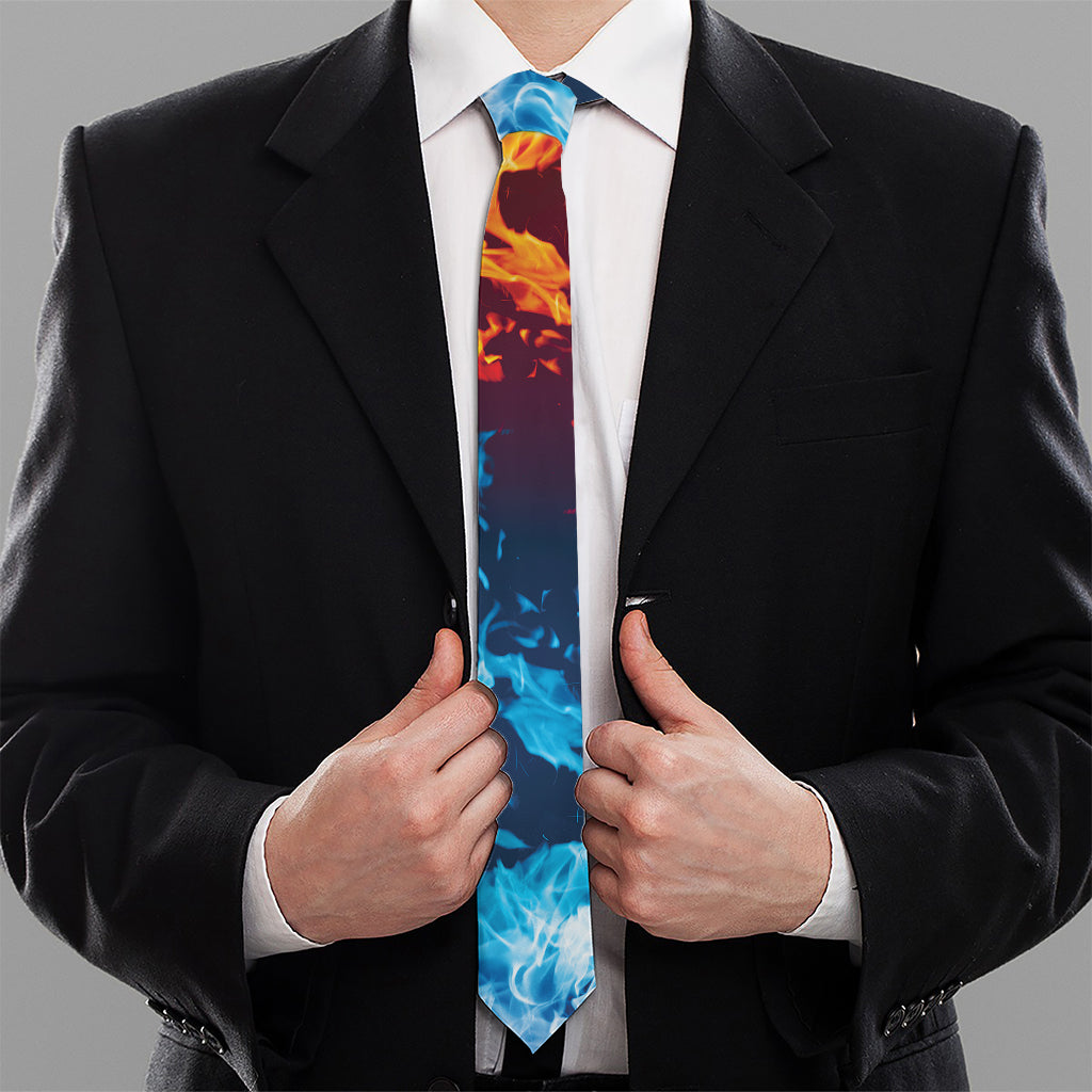 Red And Blue Fire Print Necktie
