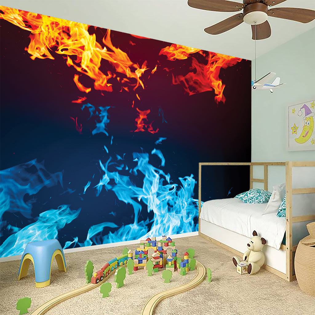 Red And Blue Fire Print Wall Sticker