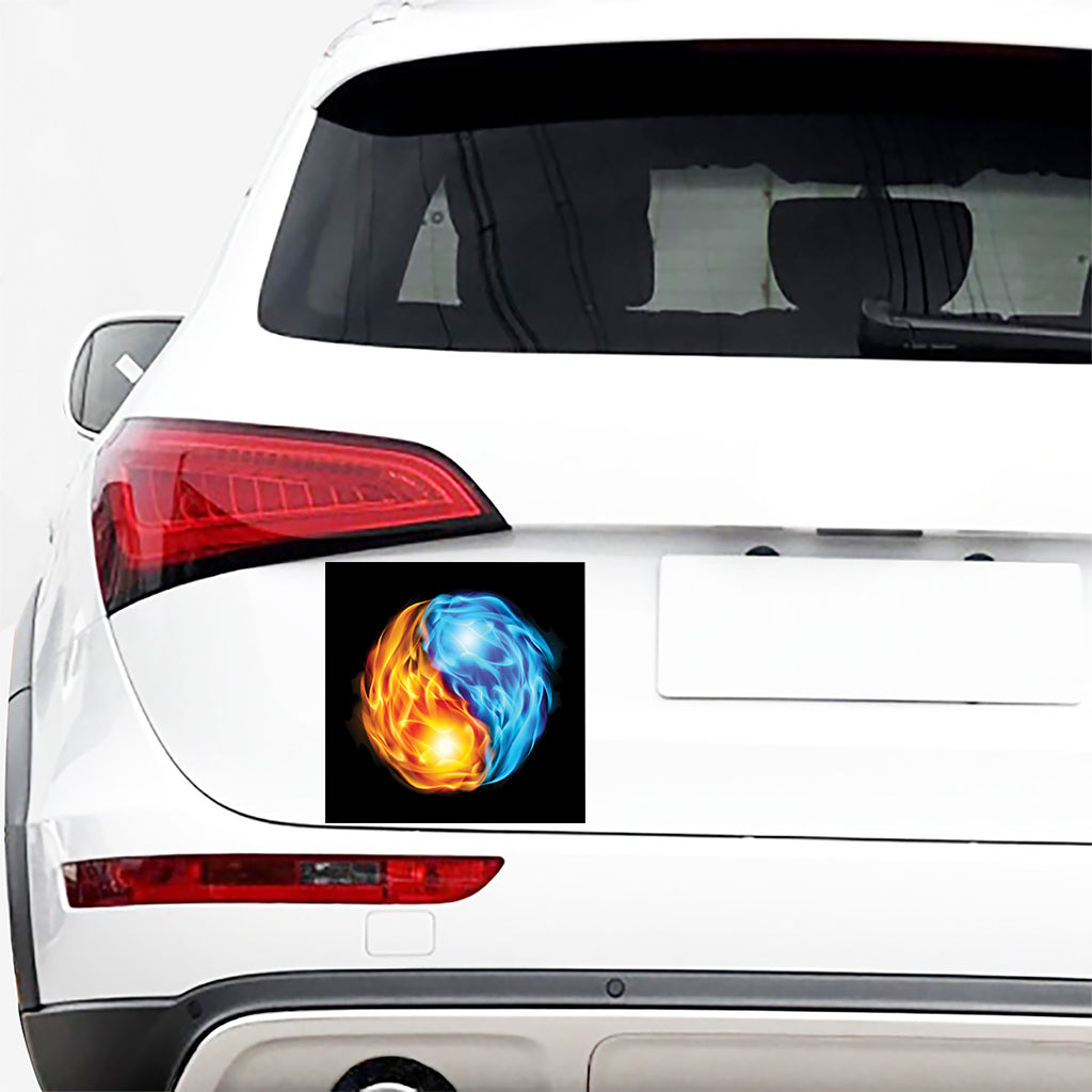 Red And Blue Fire Yin Yang Print Car Sticker