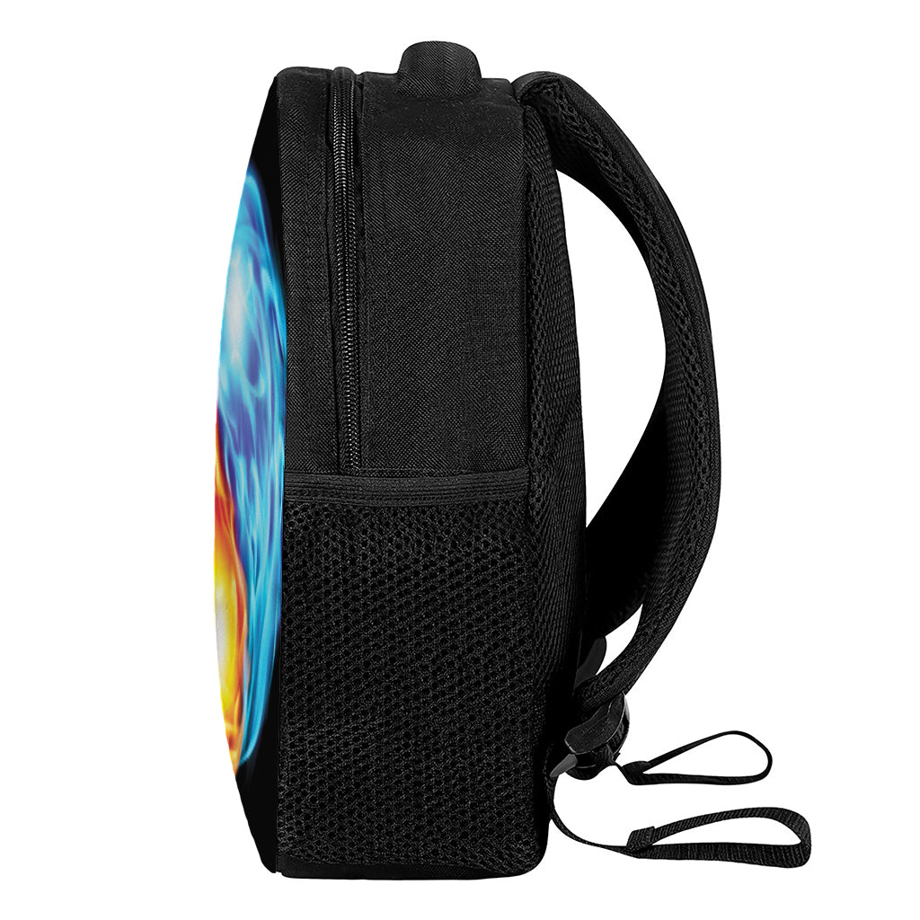 Red And Blue Fire Yin Yang Print Casual Backpack