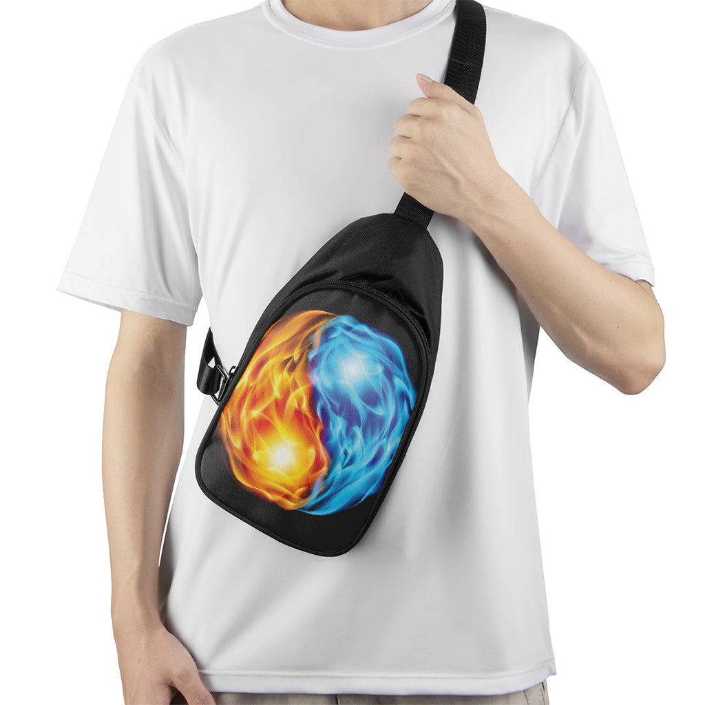 Red And Blue Fire Yin Yang Print Chest Bag