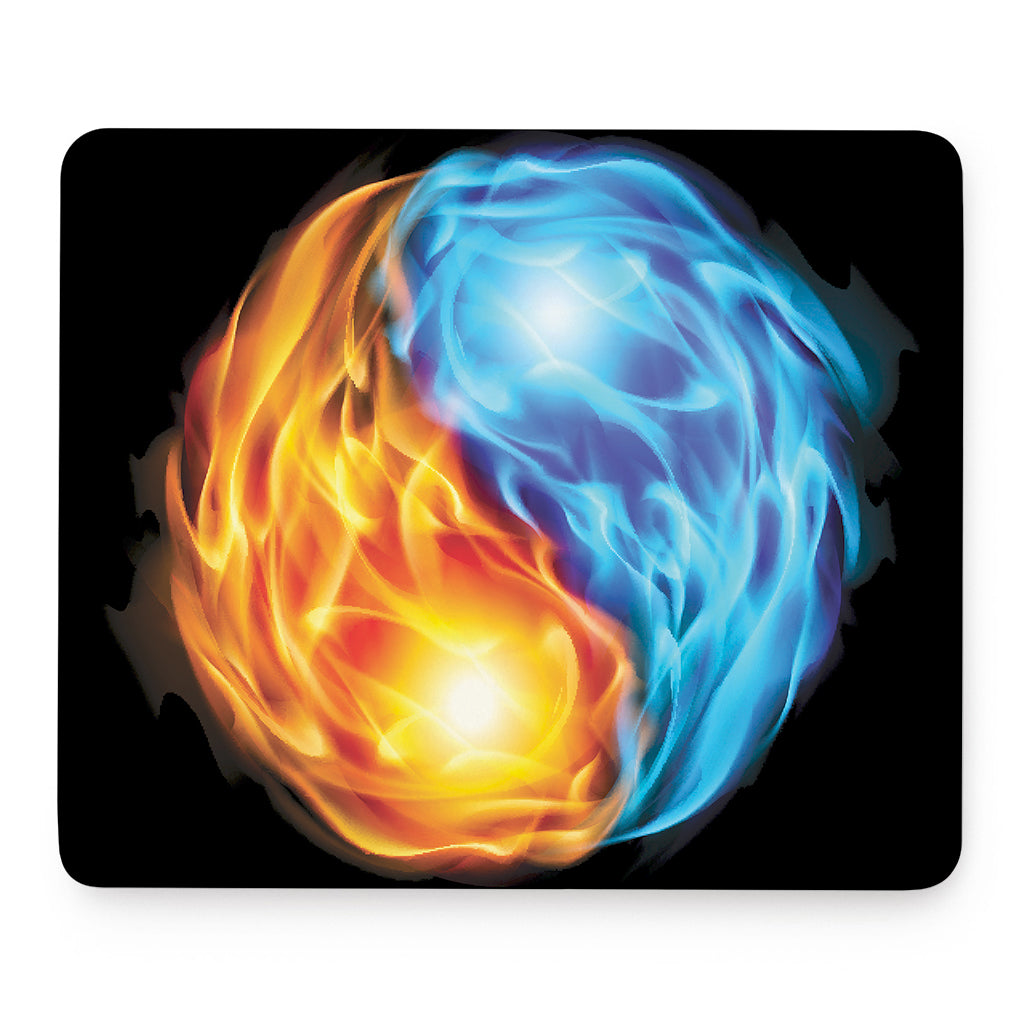 Red And Blue Fire Yin Yang Print Mouse Pad