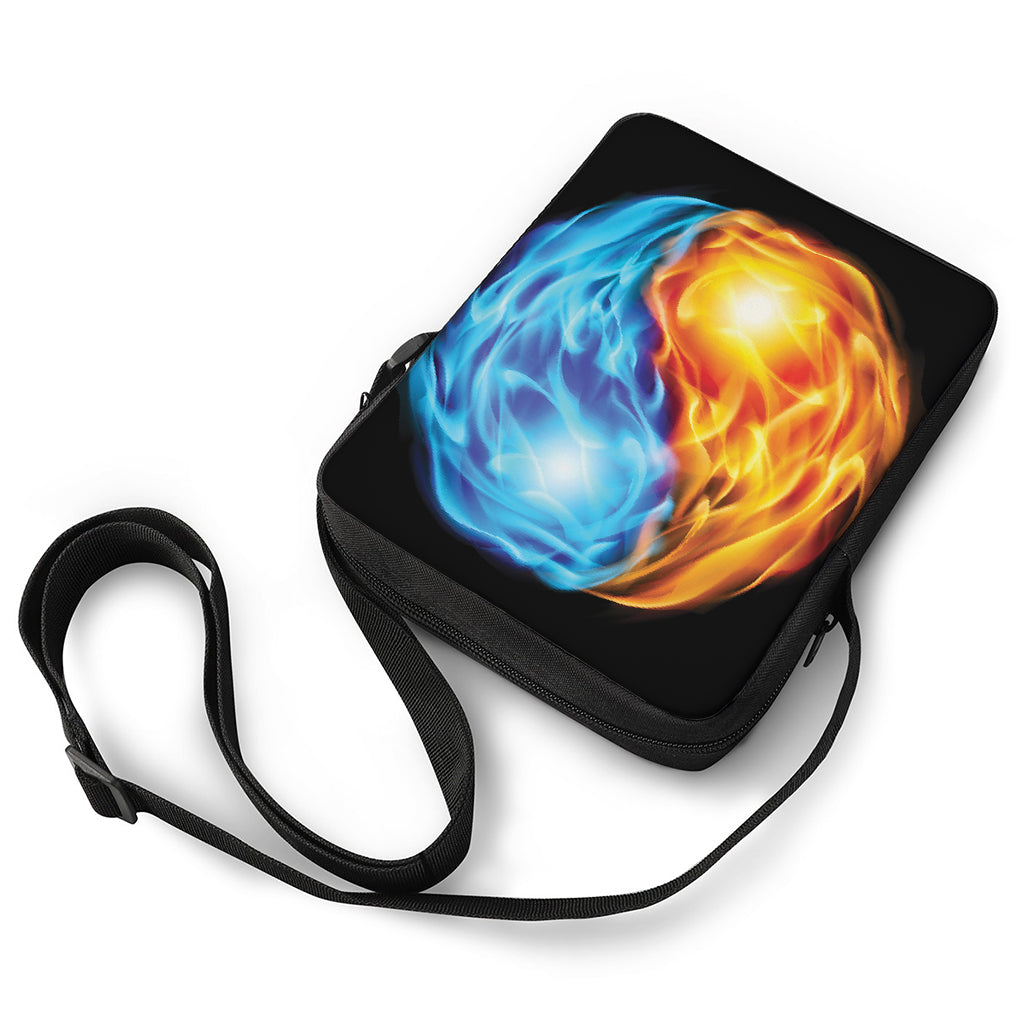 Red And Blue Fire Yin Yang Print Rectangular Crossbody Bag