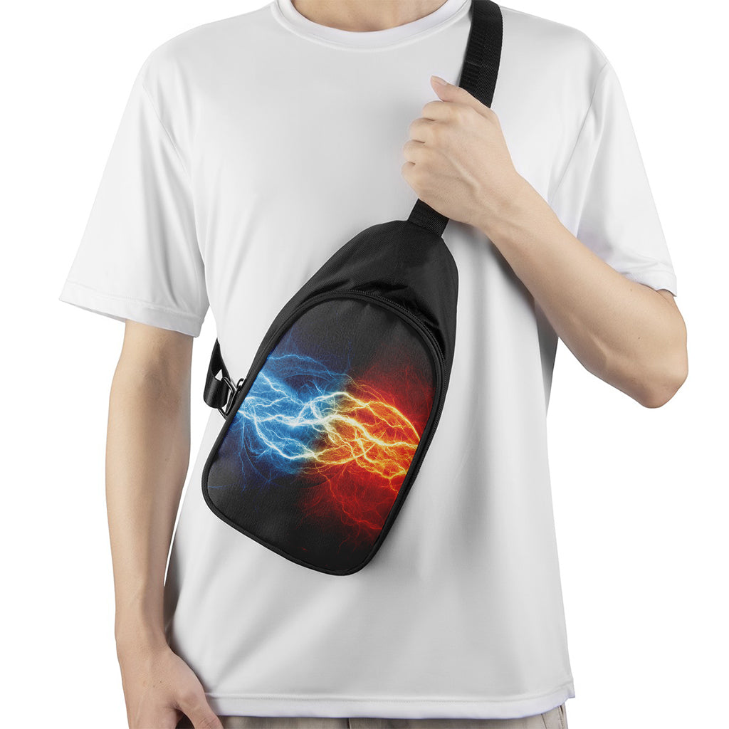 Red And Blue Lightning Print Chest Bag