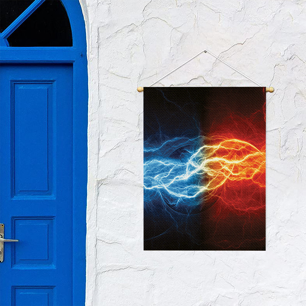 Red And Blue Lightning Print Garden Flag