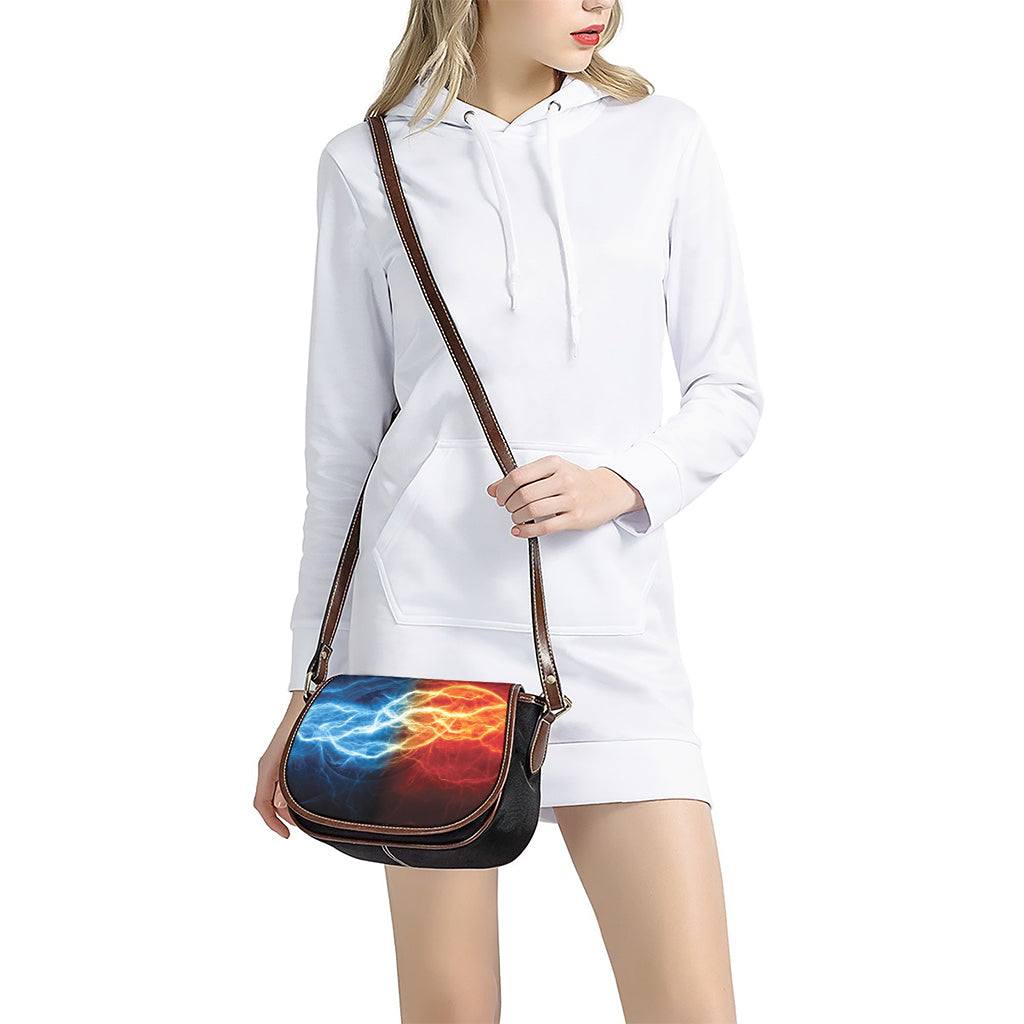 Red And Blue Lightning Print Saddle Bag