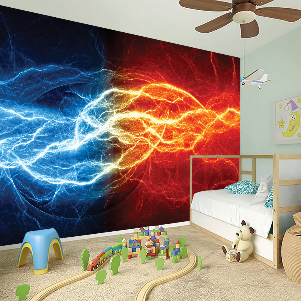 Red And Blue Lightning Print Wall Sticker