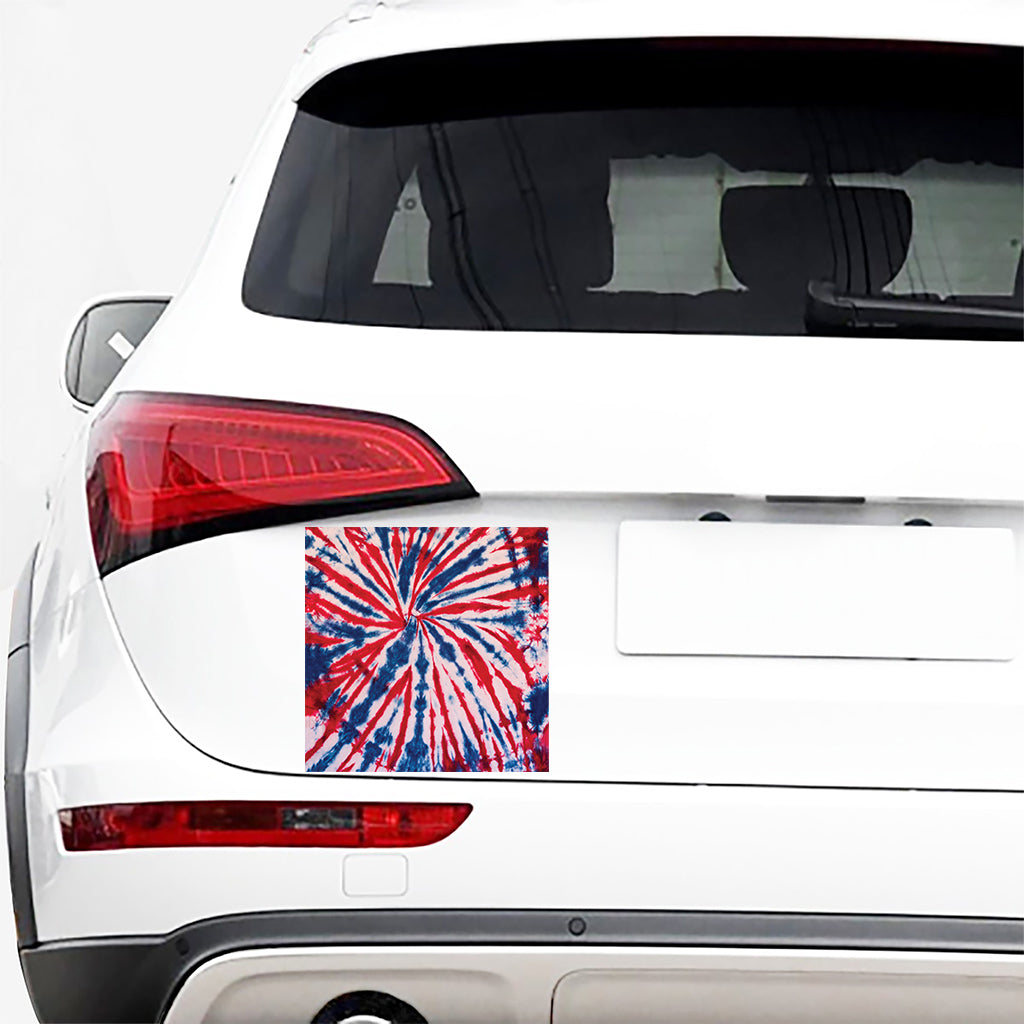 Red And Blue Spider Tie Dye Print Car Sticker
