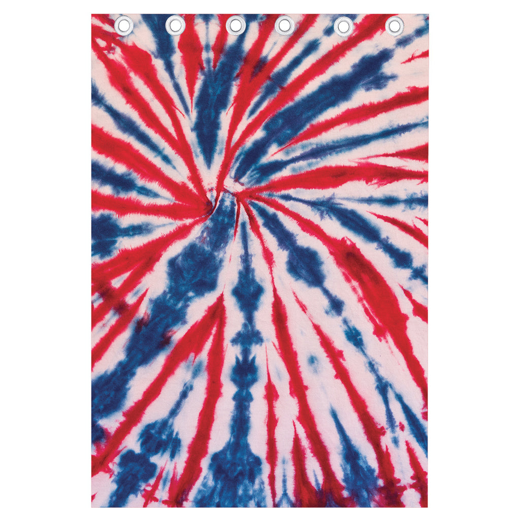 Red And Blue Spider Tie Dye Print Curtain