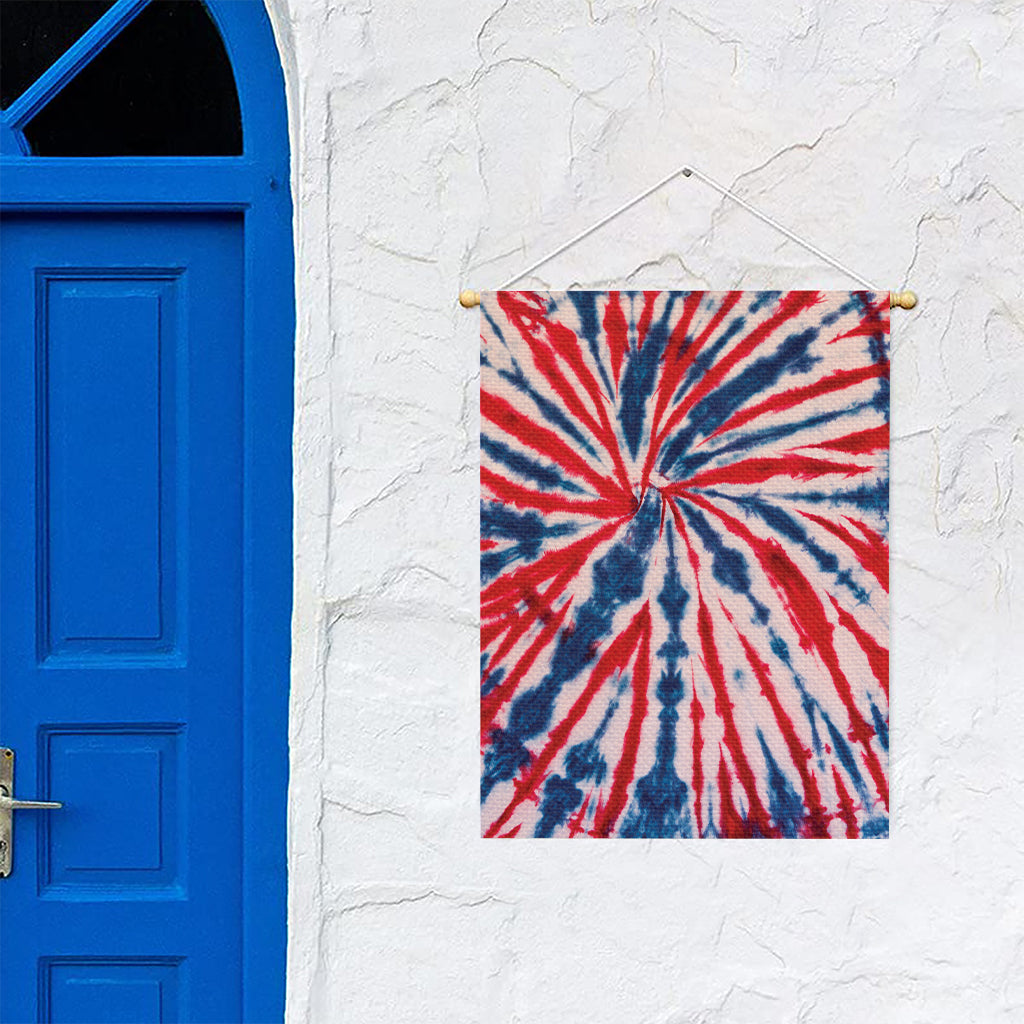 Red And Blue Spider Tie Dye Print Garden Flag