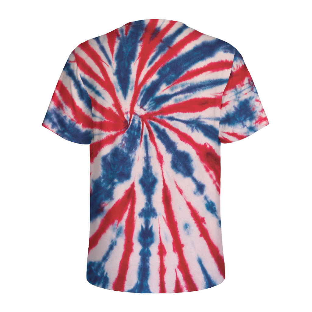 Red And Blue Spider Tie Dye Print Men's Sports T-Shirt