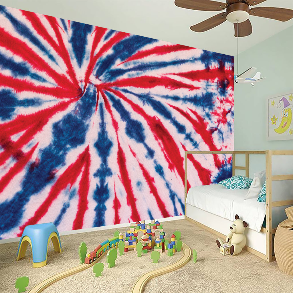 Red And Blue Spider Tie Dye Print Wall Sticker