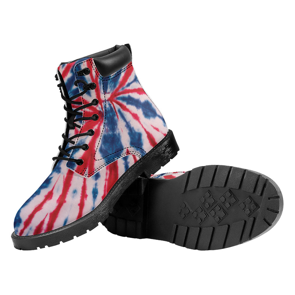 Red And Blue Spider Tie Dye Print Work Boots