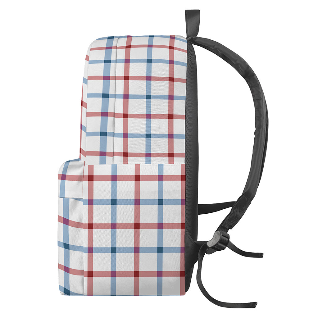 Red And Blue Tattersall Pattern Print Backpack