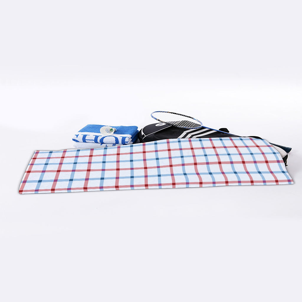 Red And Blue Tattersall Pattern Print Sports Towel