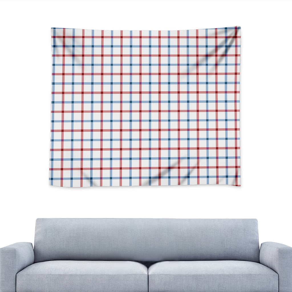 Red And Blue Tattersall Pattern Print Tapestry