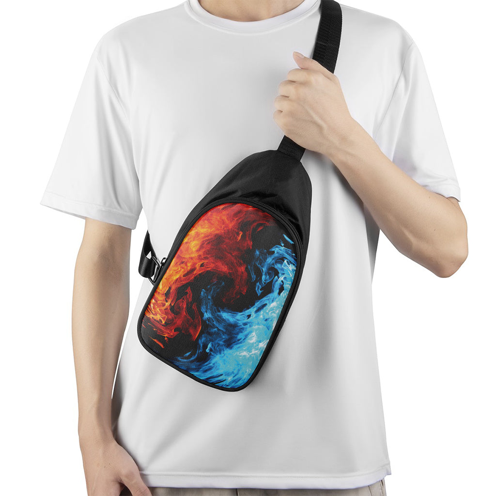 Red And Blue Twin Flame Print Chest Bag
