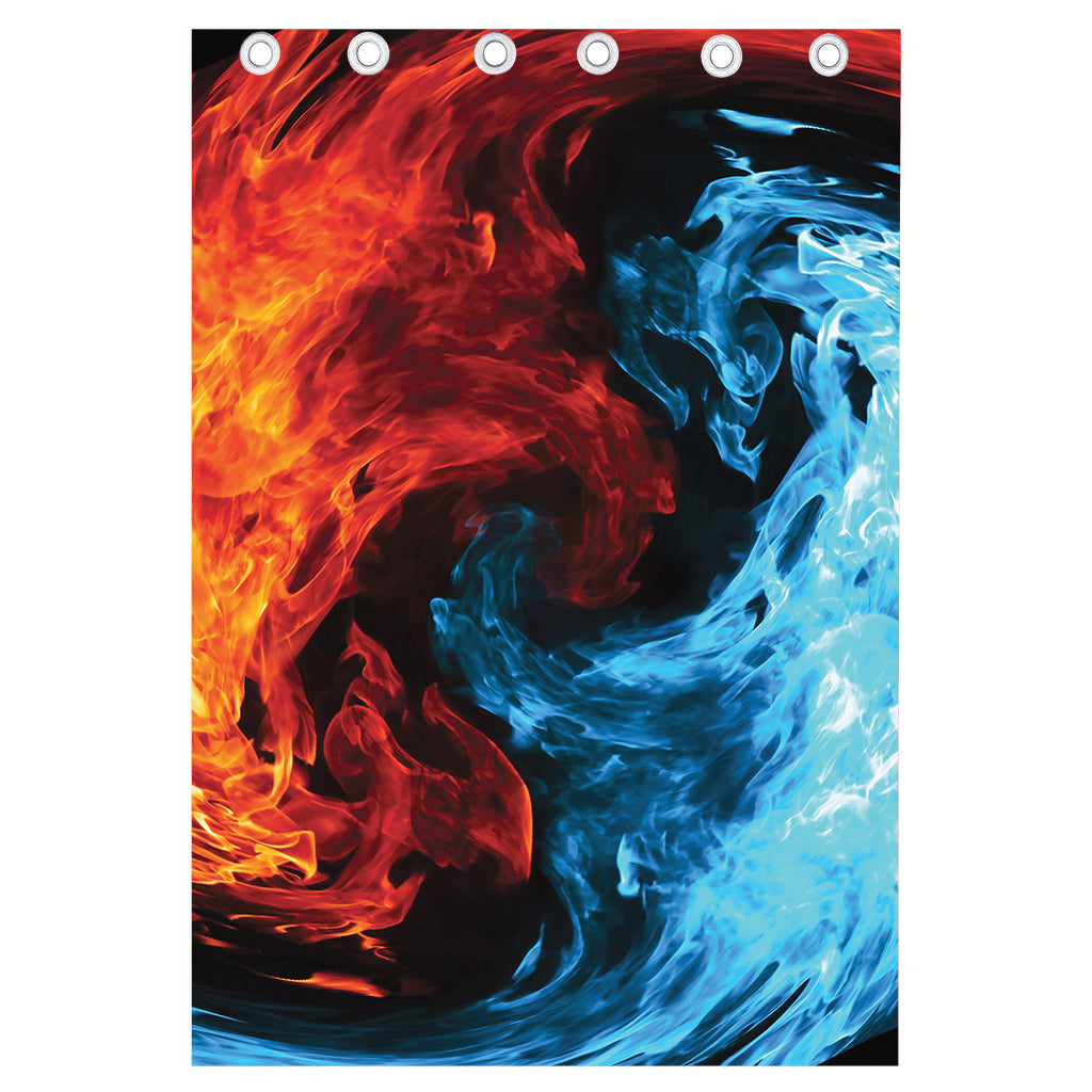 Red And Blue Twin Flame Print Curtain