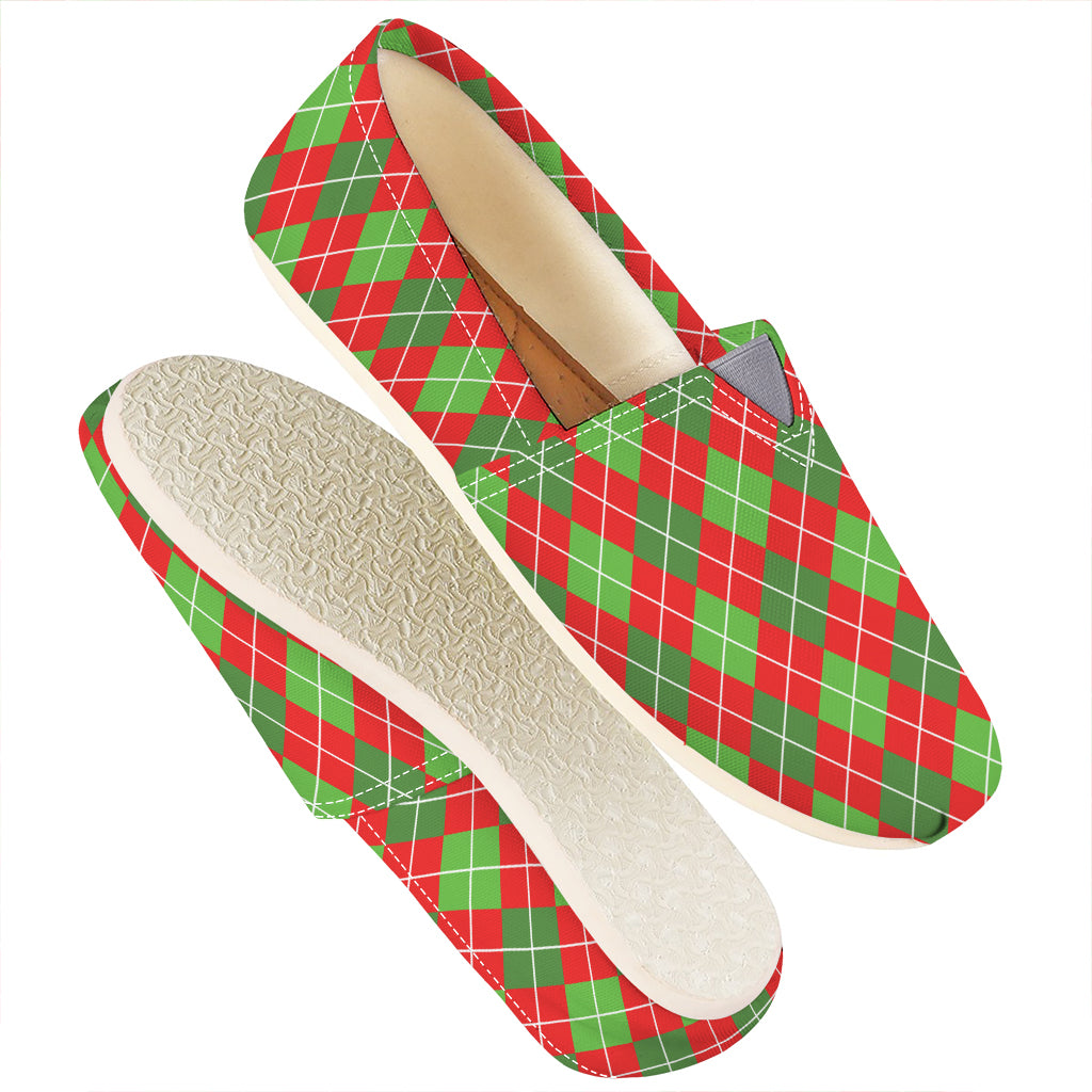 Red And Green Argyle Pattern Print Casual Shoes