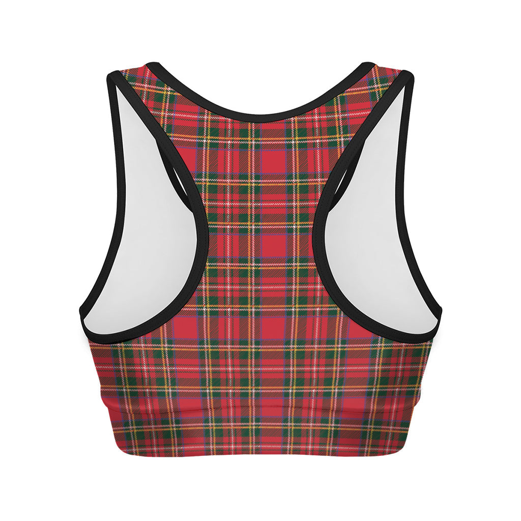 Red And Green Scottish Tartan Print Women's Sports Bra