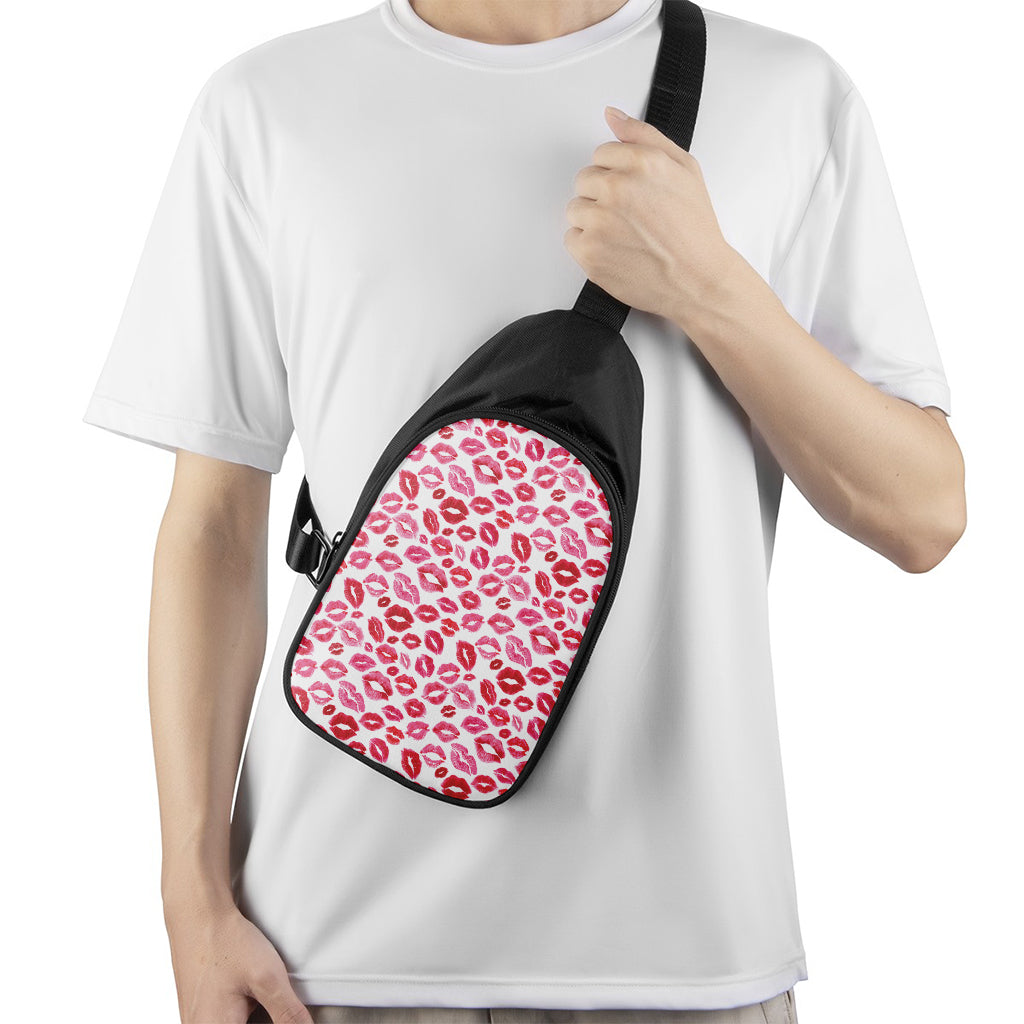 Red And Pink Lips Pattern Print Chest Bag