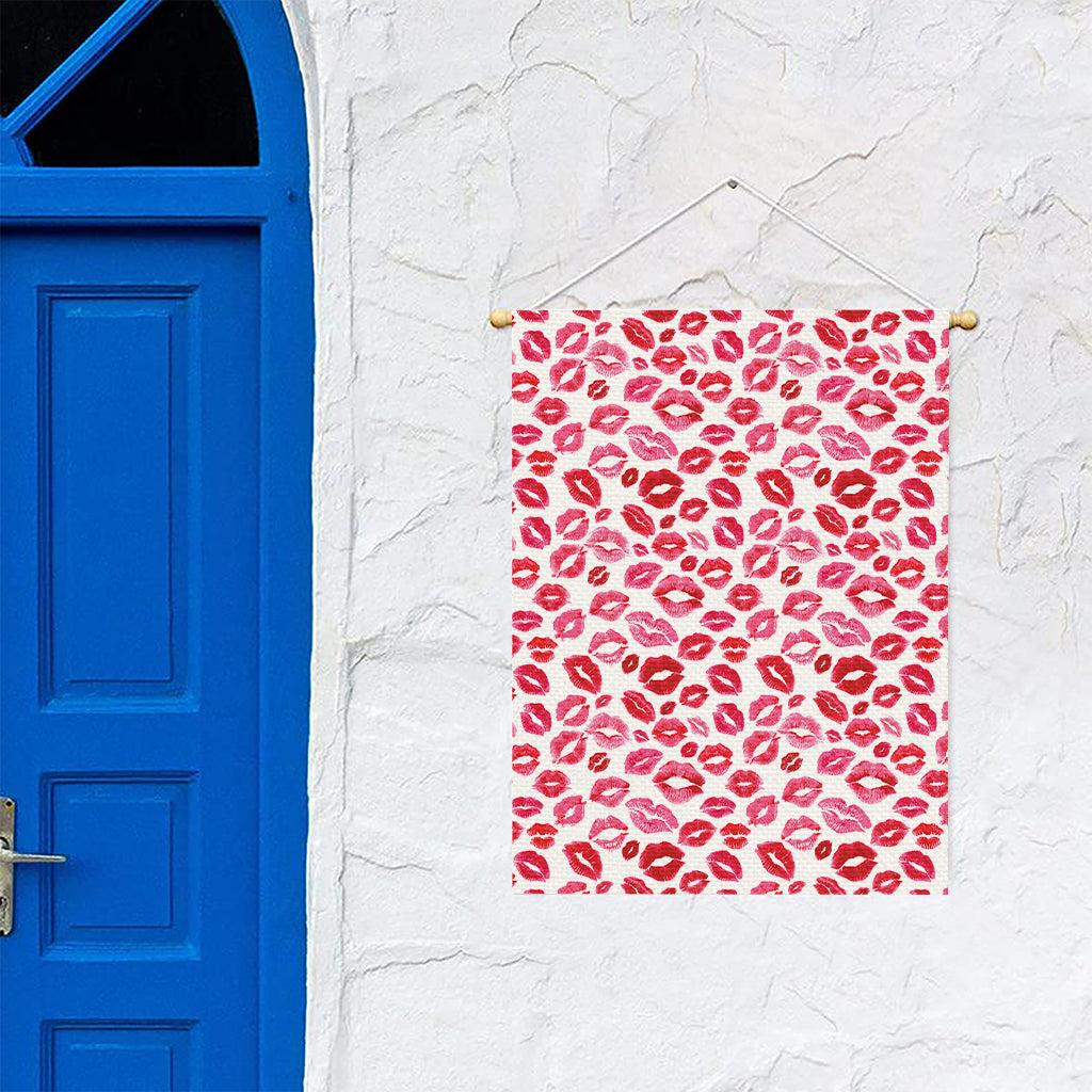Red And Pink Lips Pattern Print Garden Flag