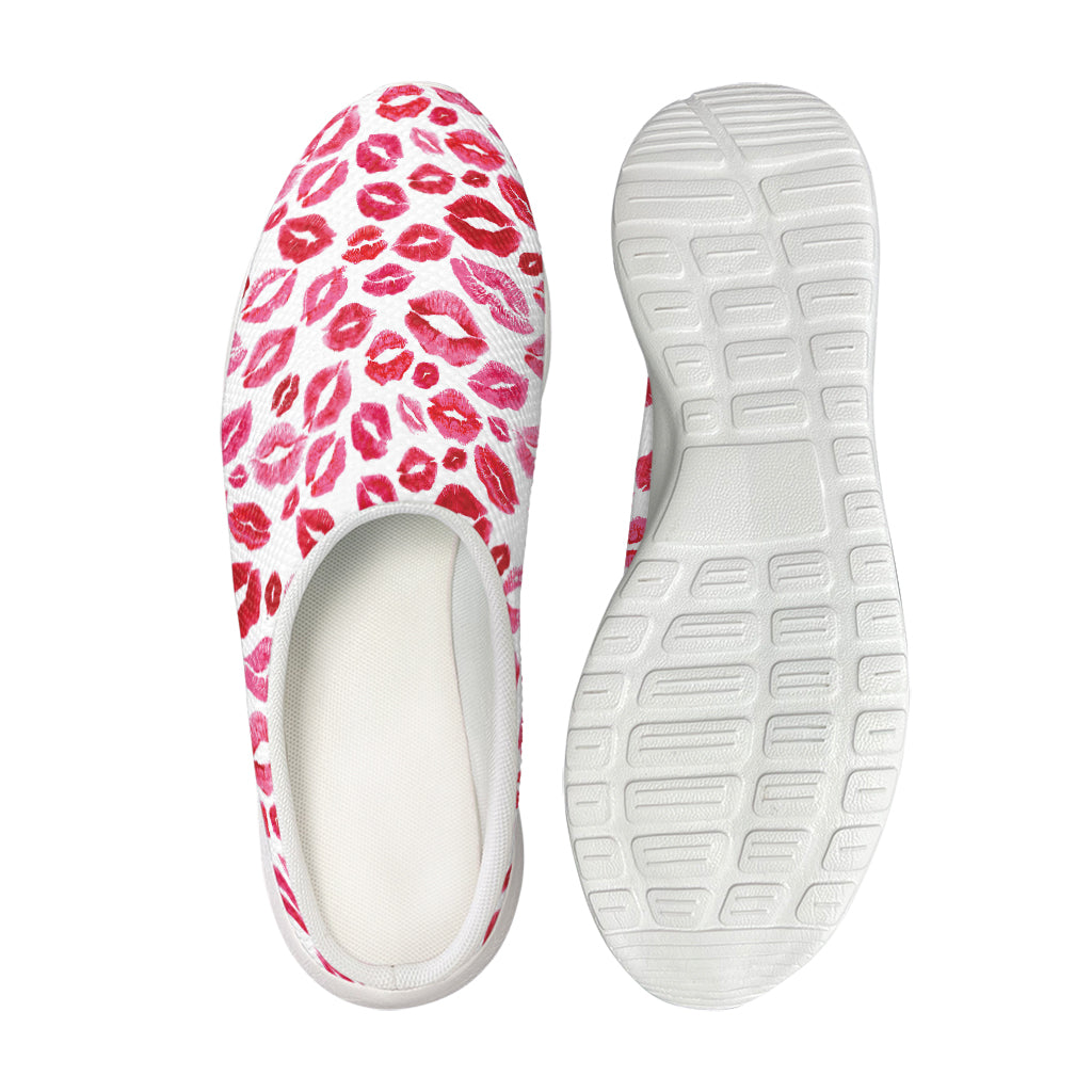 Red And Pink Lips Pattern Print Mesh Casual Shoes
