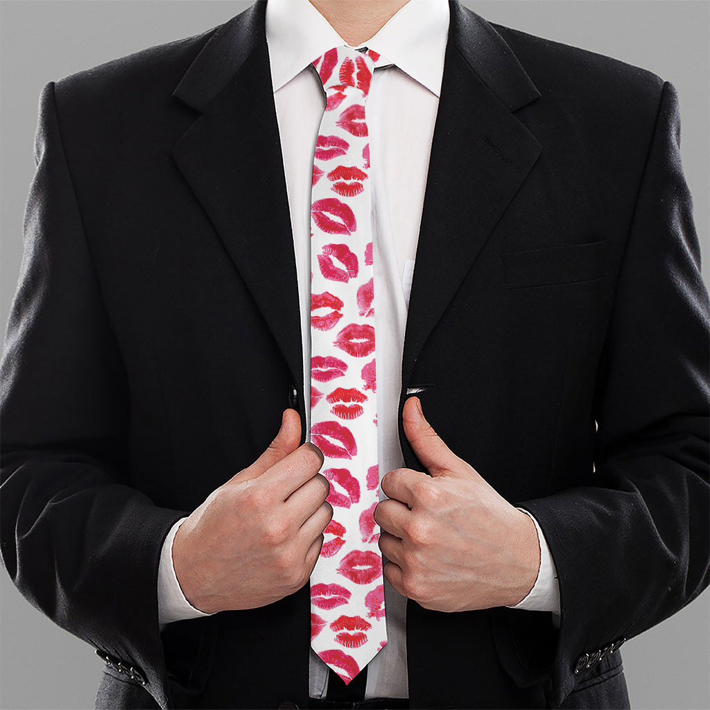 Red And Pink Lips Pattern Print Necktie