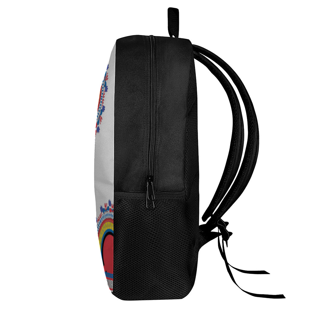 Red And White African Dashiki Print 17 Inch Backpack