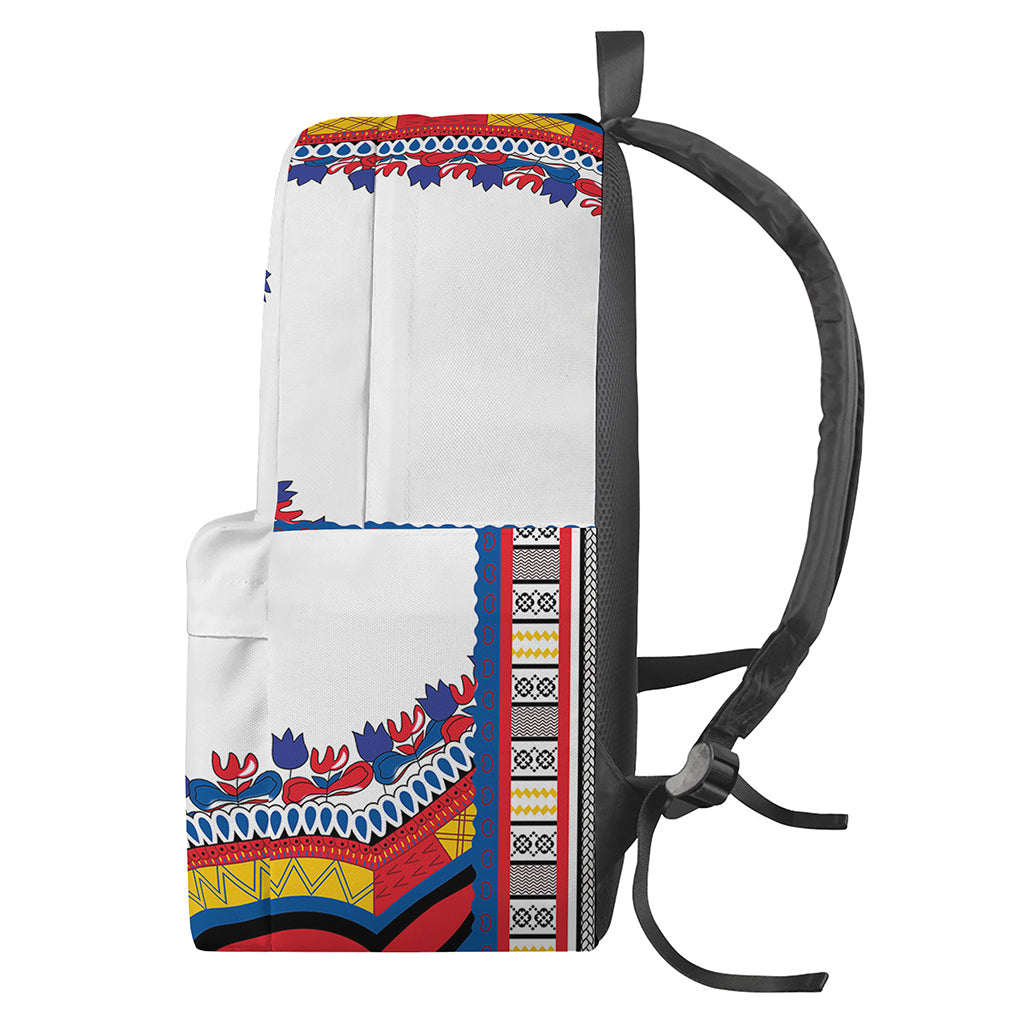 Red And White African Dashiki Print Backpack