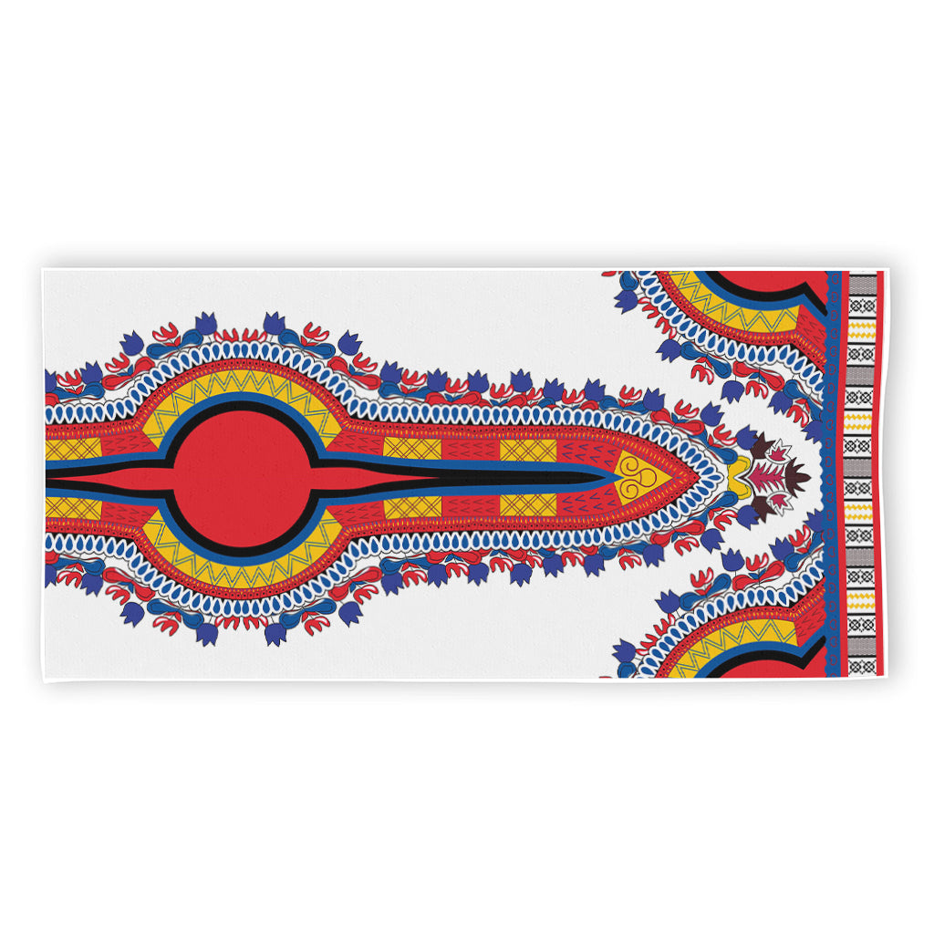 Red And White African Dashiki Print Beach Towel