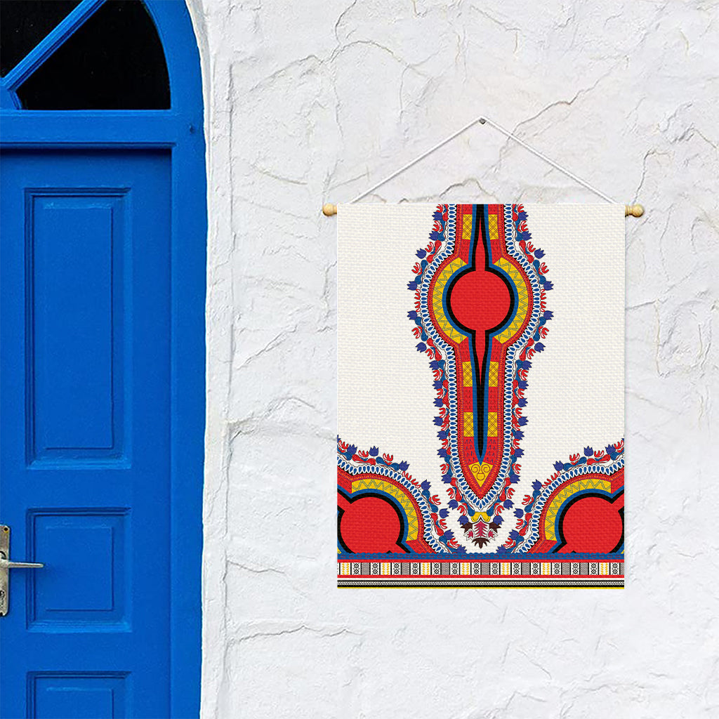 Red And White African Dashiki Print Garden Flag