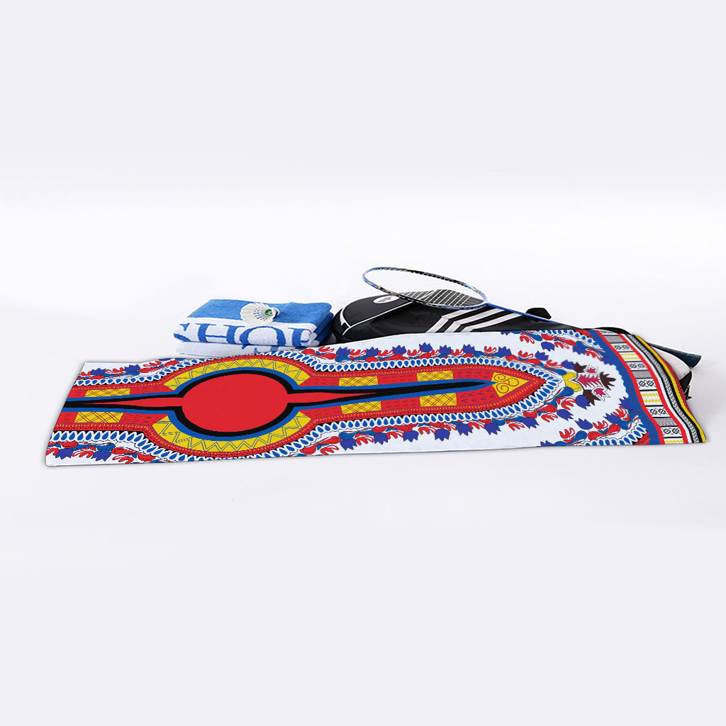 Red And White African Dashiki Print Sports Towel