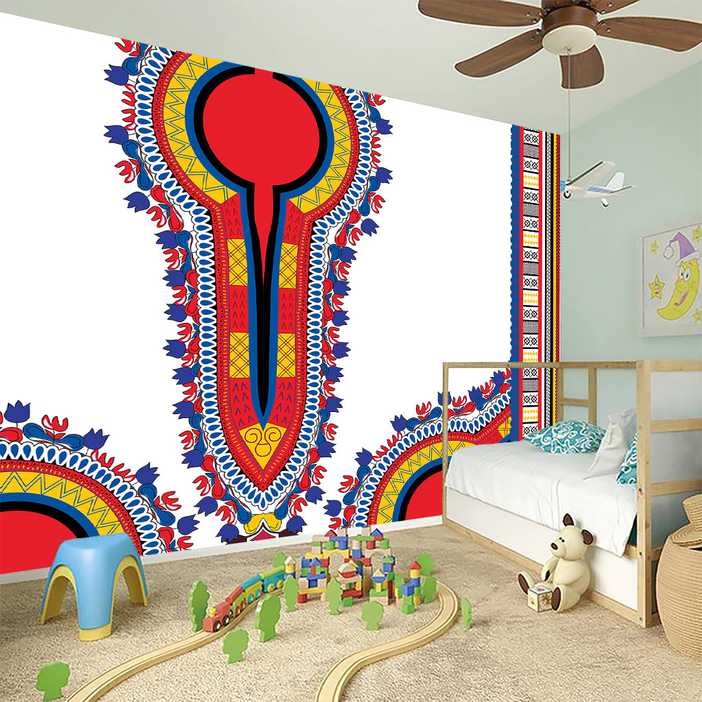 Red And White African Dashiki Print Wall Sticker