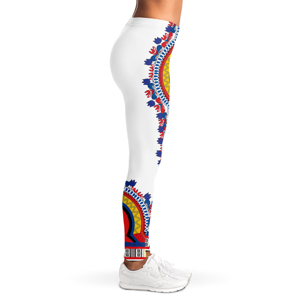 Red And White African Dashiki Print Women's Leggings