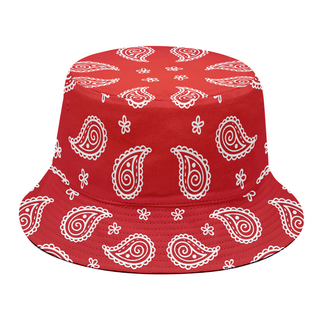 Red And White Bandana Print Bucket Hat