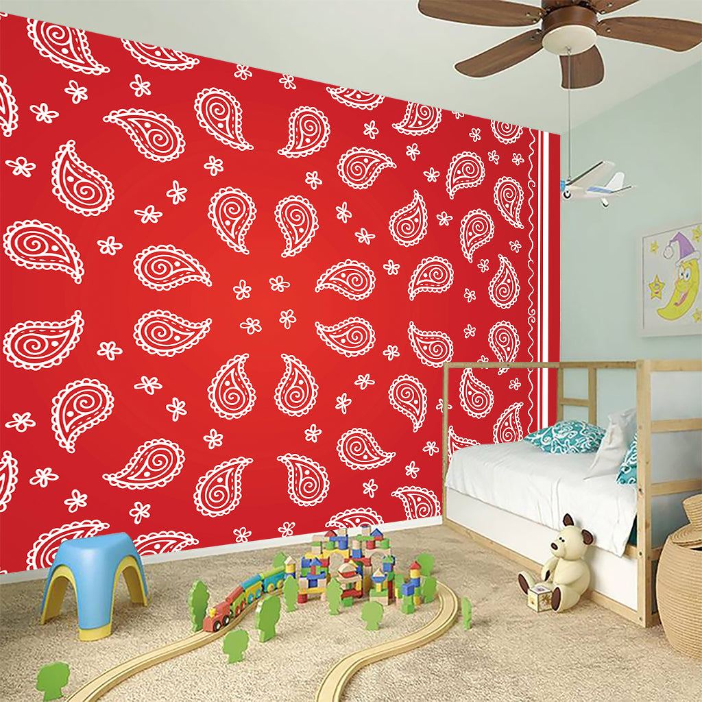 Red And White Bandana Print Wall Sticker