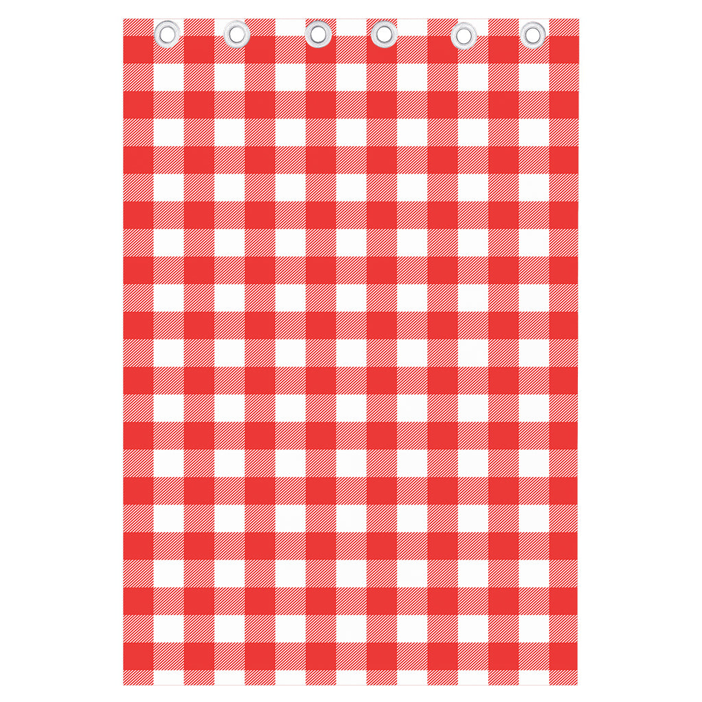 Red And White Buffalo Check Print Curtain