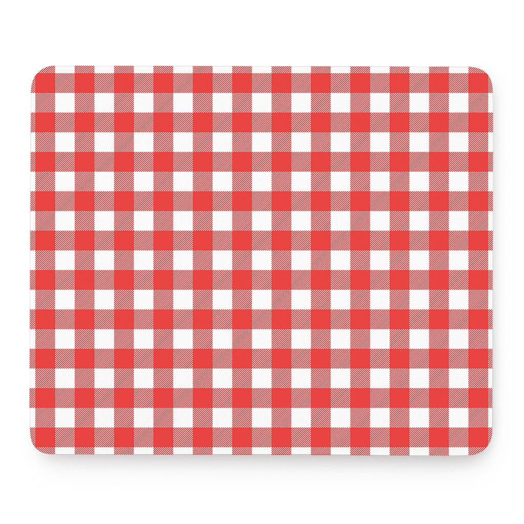 Red And White Buffalo Check Print Mouse Pad