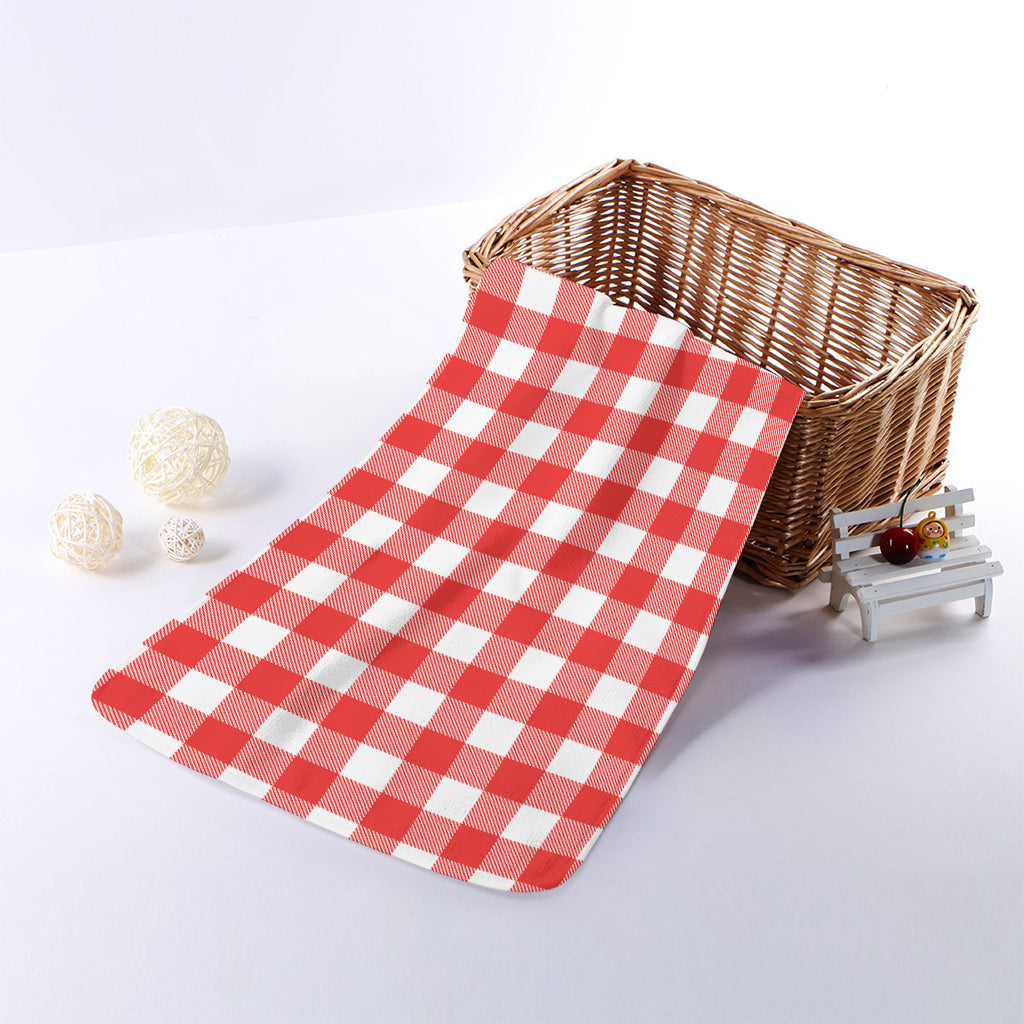 Red And White Buffalo Check Print Towel