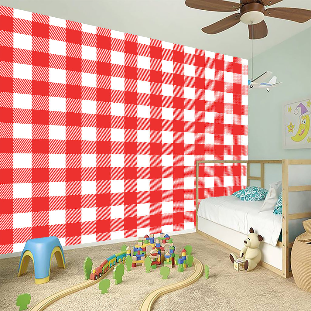 Red And White Buffalo Check Print Wall Sticker