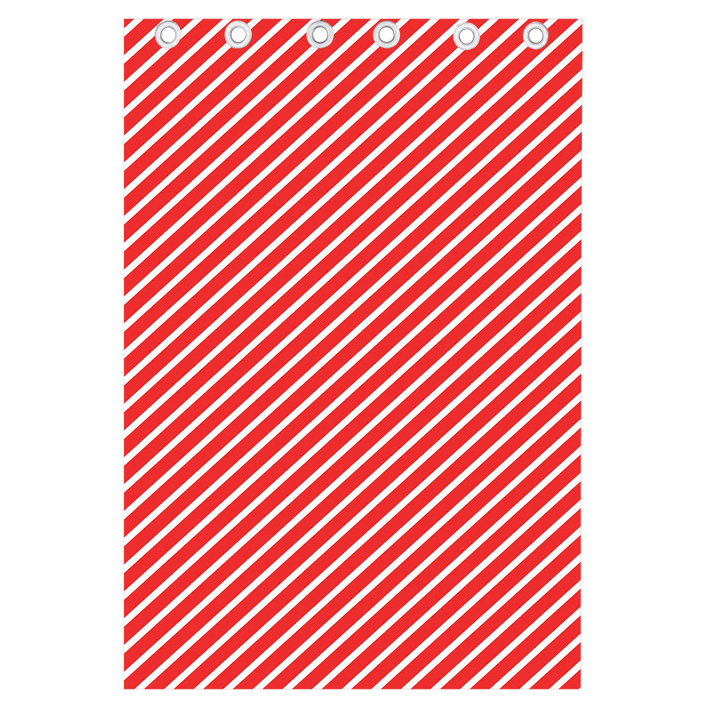 Red And White Candy Cane Pattern Print Curtain