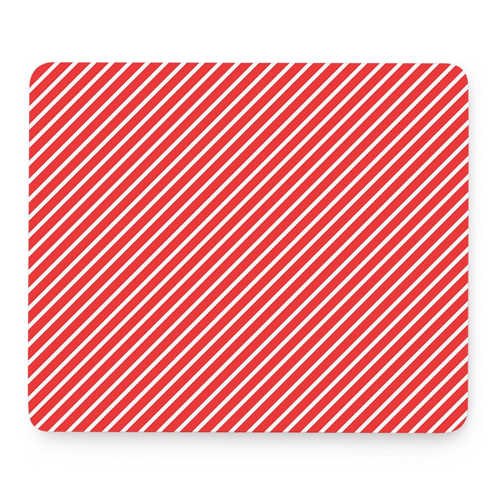 Red And White Candy Cane Pattern Print Mouse Pad