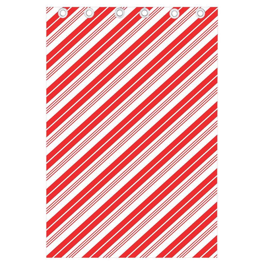 Red And White Candy Cane Stripe Print Curtain