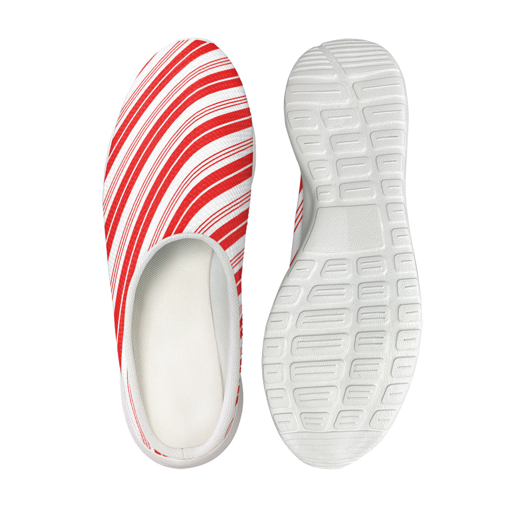 Red And White Candy Cane Stripe Print Mesh Casual Shoes