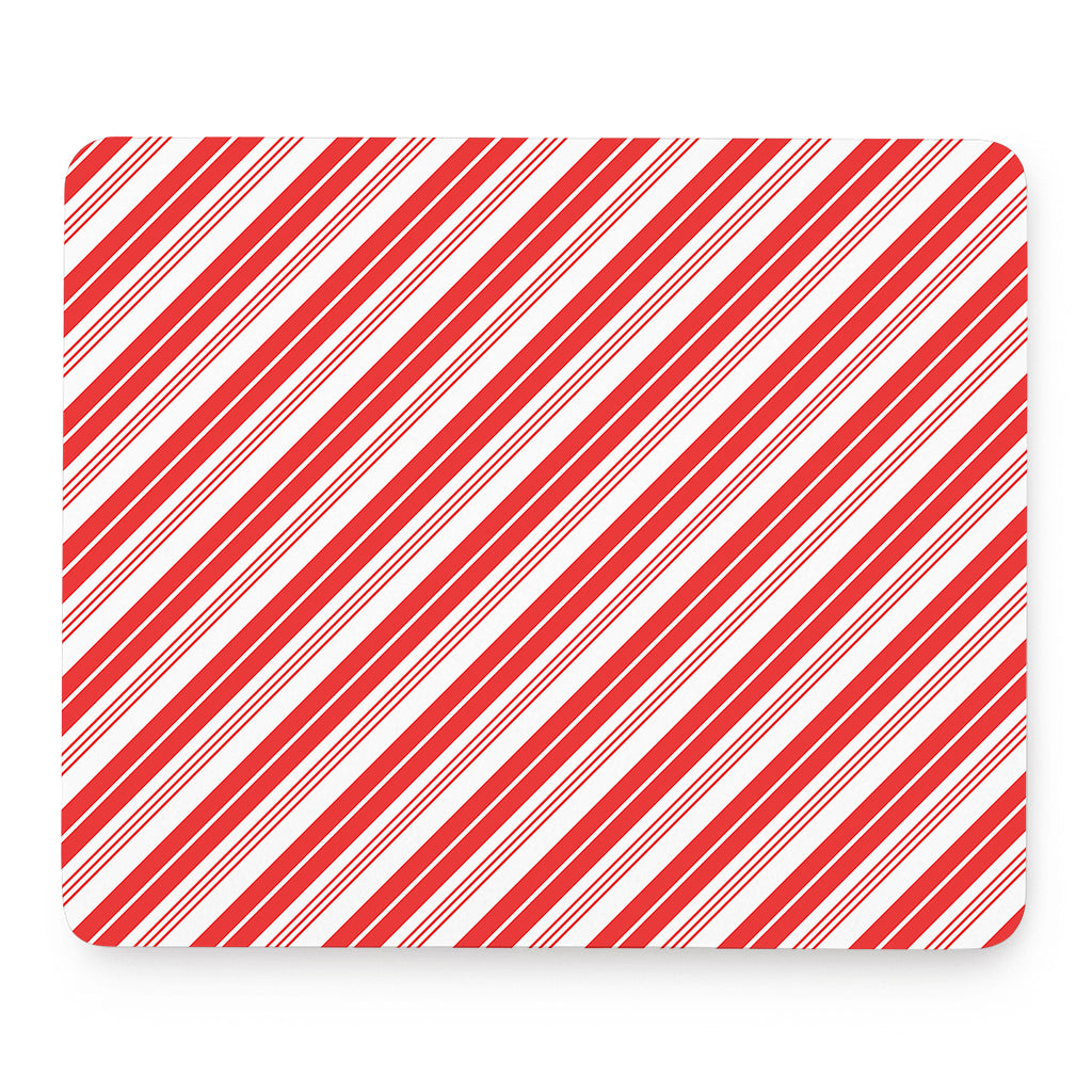 Red And White Candy Cane Stripe Print Mouse Pad