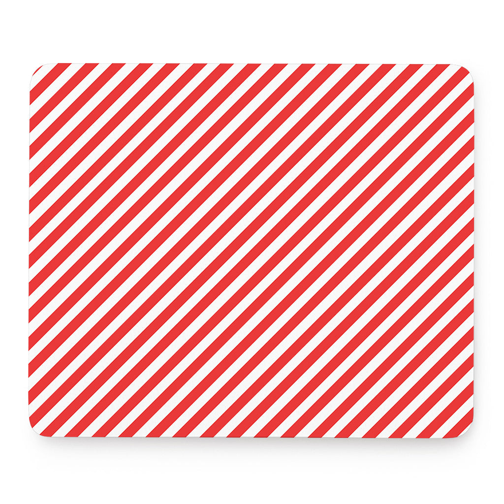 Red And White Candy Cane Striped Print Mouse Pad