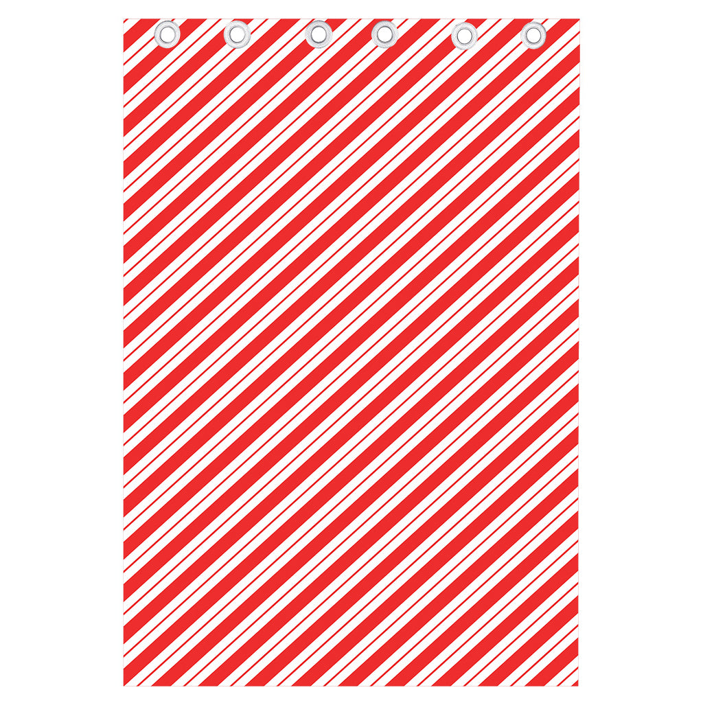 Red And White Candy Cane Stripes Print Curtain