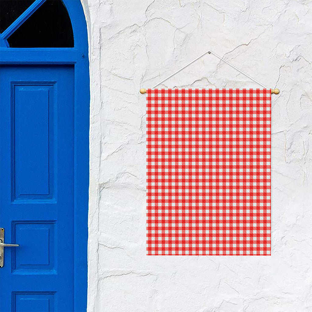 Red And White Check Pattern Print Garden Flag